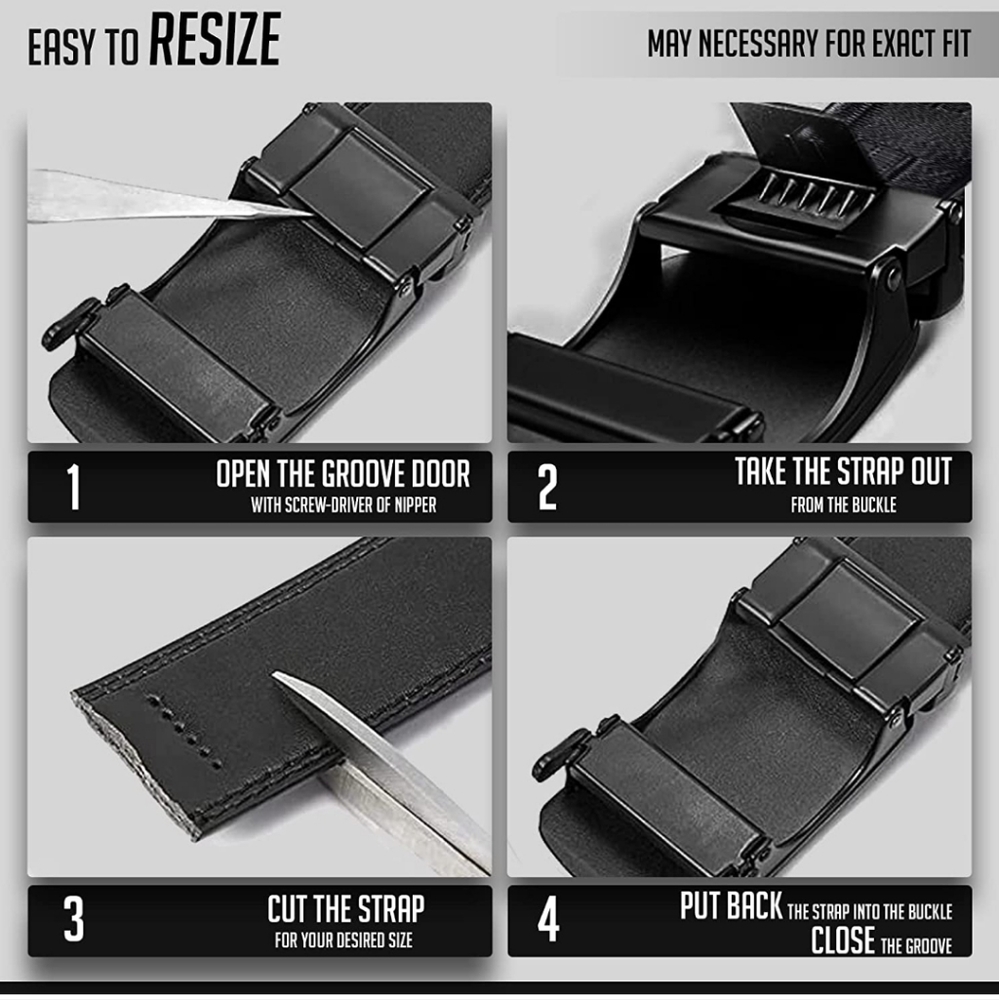 Men's Comfort Adjustable Belt Casual Dress Automatic Buckle Fashion Luxury Black - Picture 3 of 5